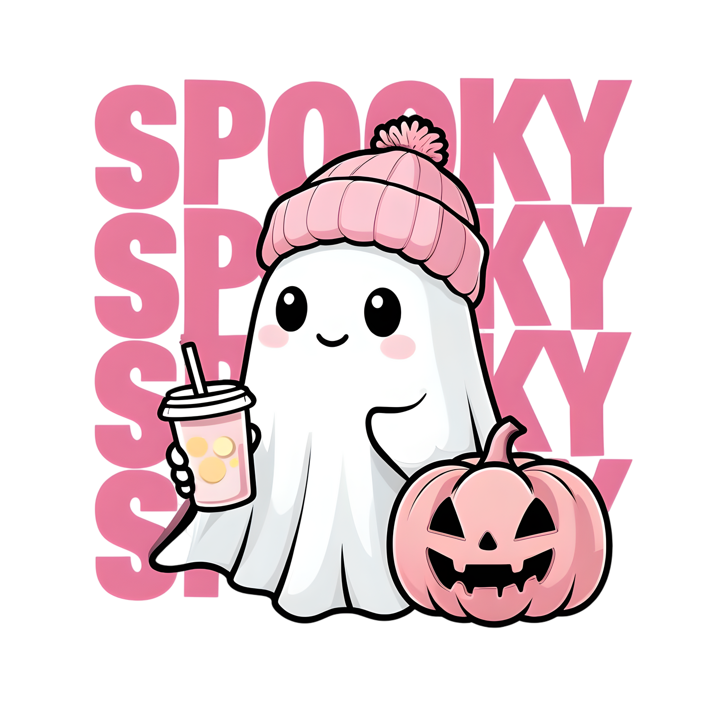 Halloween cute boba ghost ready to press.