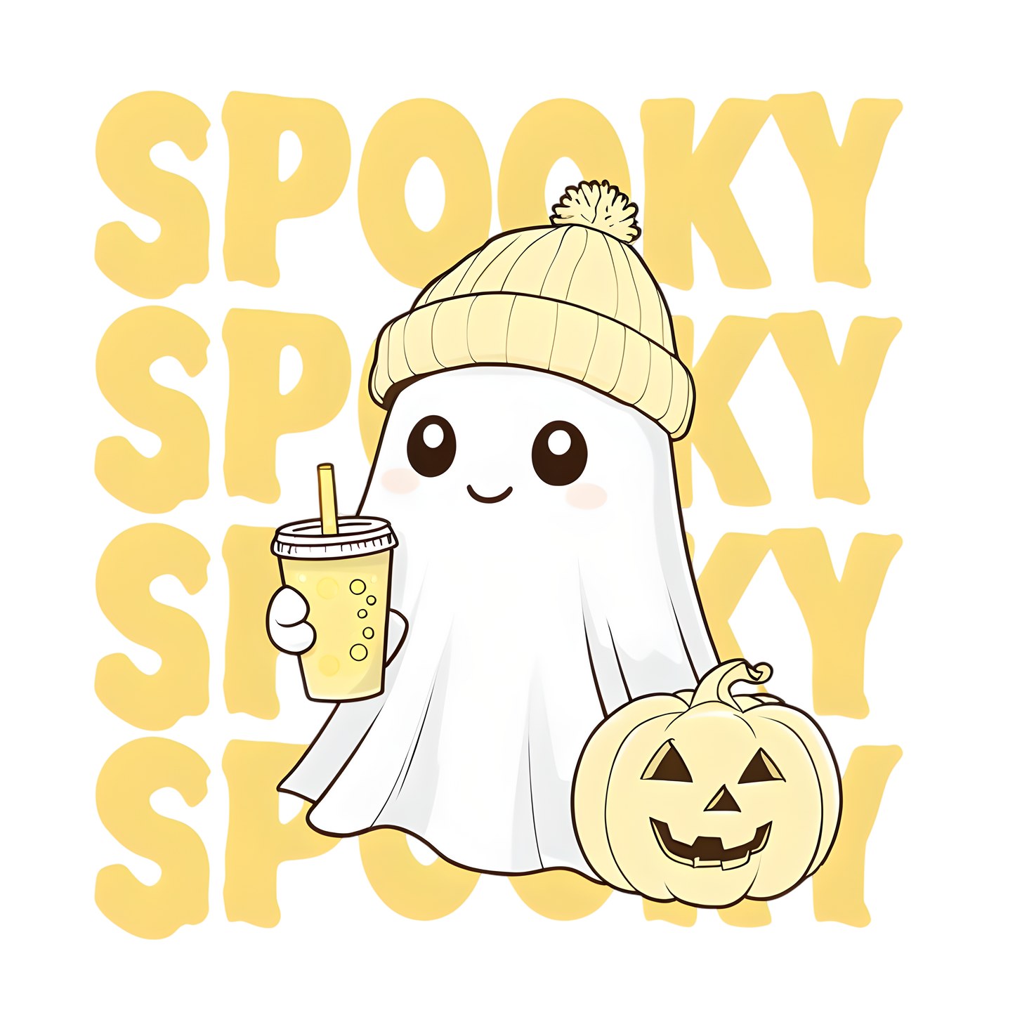 Halloween cute boba ghost ready to press.