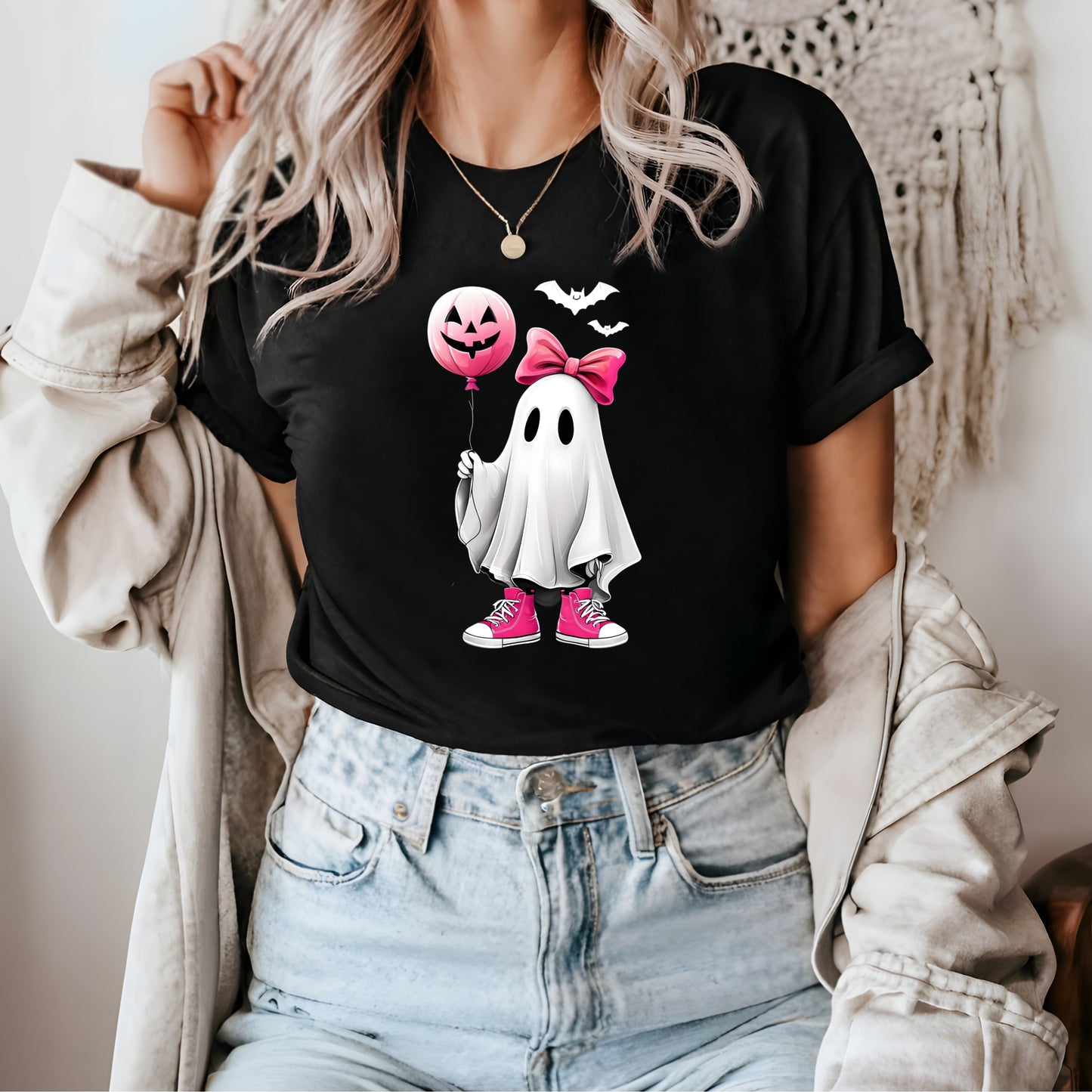 Halloween cute girly ghost ready to press.