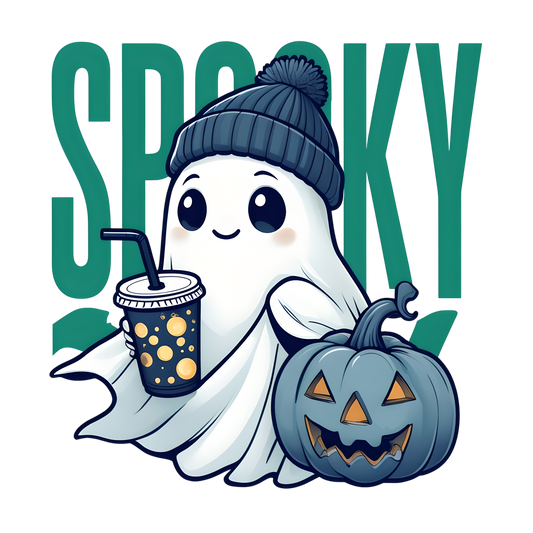 Halloween cute boba ghost ready to press.
